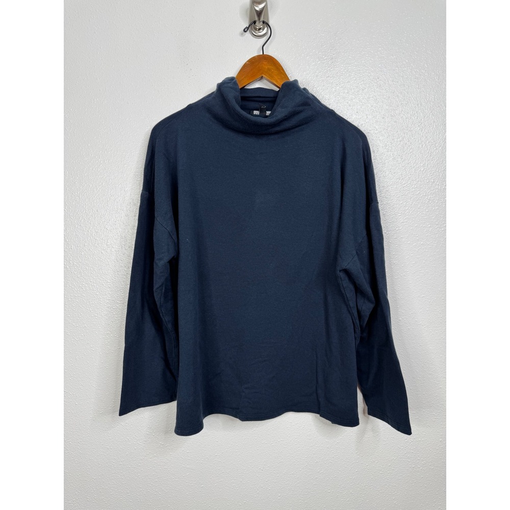 Eileen Fisher Mock Neck Blue Long Sleeve Shirt Size‎ Large